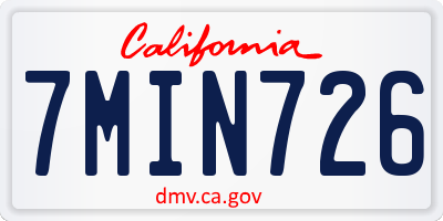 CA license plate 7MIN726