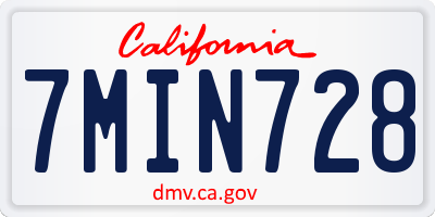CA license plate 7MIN728
