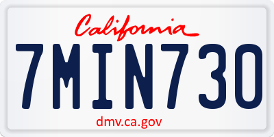 CA license plate 7MIN730