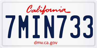 CA license plate 7MIN733