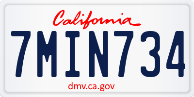 CA license plate 7MIN734