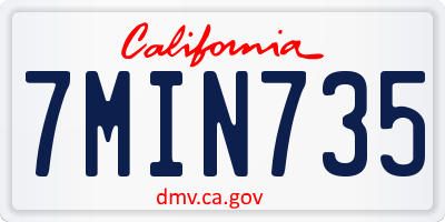 CA license plate 7MIN735
