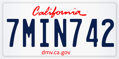 CA license plate 7MIN742