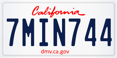 CA license plate 7MIN744