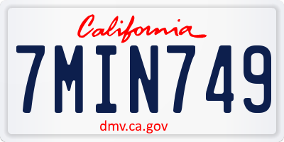 CA license plate 7MIN749