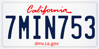 CA license plate 7MIN753