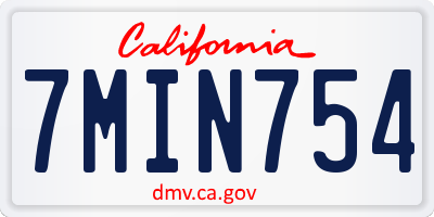 CA license plate 7MIN754