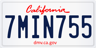 CA license plate 7MIN755