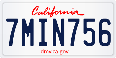 CA license plate 7MIN756
