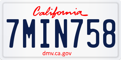 CA license plate 7MIN758