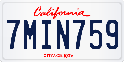 CA license plate 7MIN759
