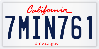 CA license plate 7MIN761