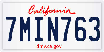 CA license plate 7MIN763