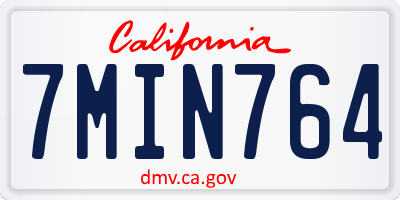 CA license plate 7MIN764