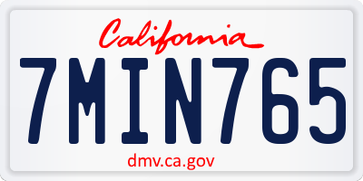 CA license plate 7MIN765