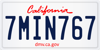 CA license plate 7MIN767