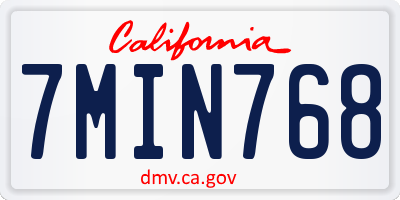 CA license plate 7MIN768