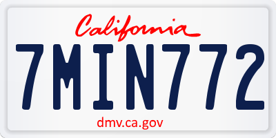 CA license plate 7MIN772
