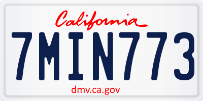 CA license plate 7MIN773