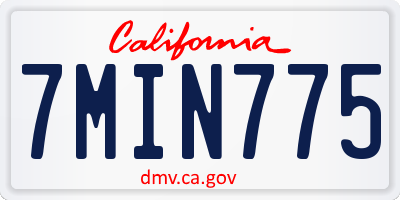 CA license plate 7MIN775