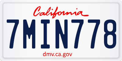CA license plate 7MIN778