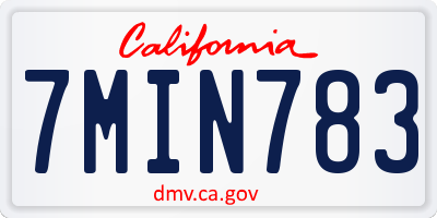 CA license plate 7MIN783