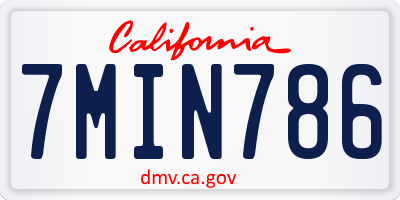 CA license plate 7MIN786