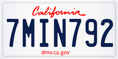 CA license plate 7MIN792