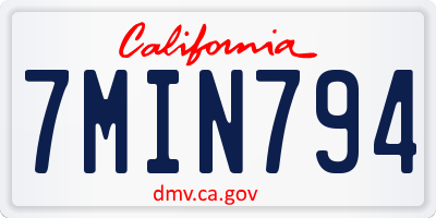 CA license plate 7MIN794