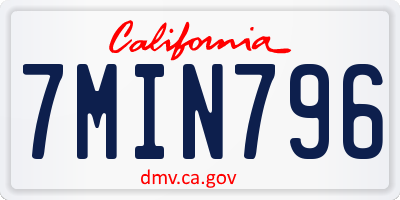 CA license plate 7MIN796