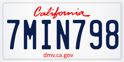 CA license plate 7MIN798