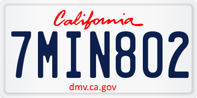 CA license plate 7MIN802