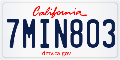 CA license plate 7MIN803