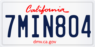 CA license plate 7MIN804