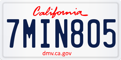 CA license plate 7MIN805
