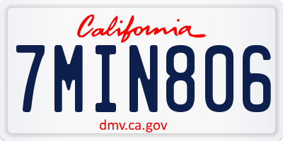 CA license plate 7MIN806
