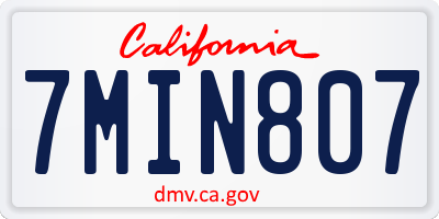 CA license plate 7MIN807