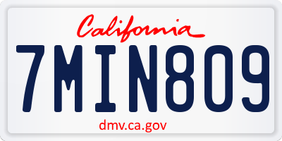 CA license plate 7MIN809
