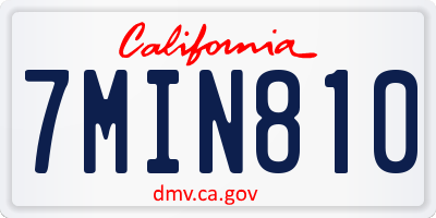 CA license plate 7MIN810