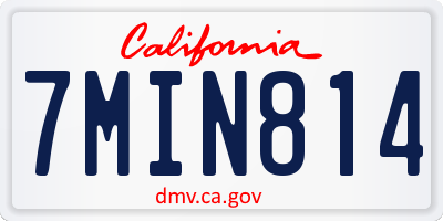 CA license plate 7MIN814