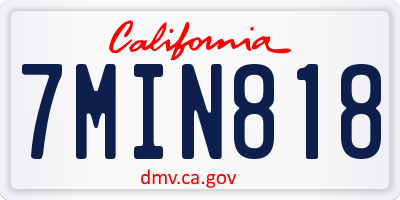 CA license plate 7MIN818