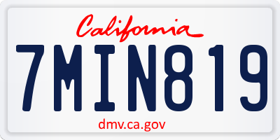 CA license plate 7MIN819