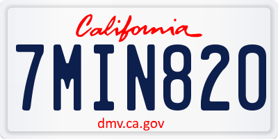 CA license plate 7MIN820