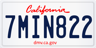 CA license plate 7MIN822