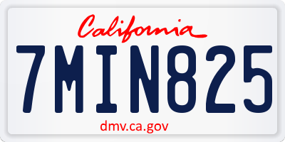 CA license plate 7MIN825
