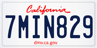 CA license plate 7MIN829
