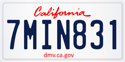 CA license plate 7MIN831