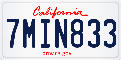 CA license plate 7MIN833
