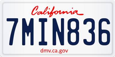 CA license plate 7MIN836
