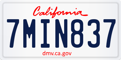 CA license plate 7MIN837